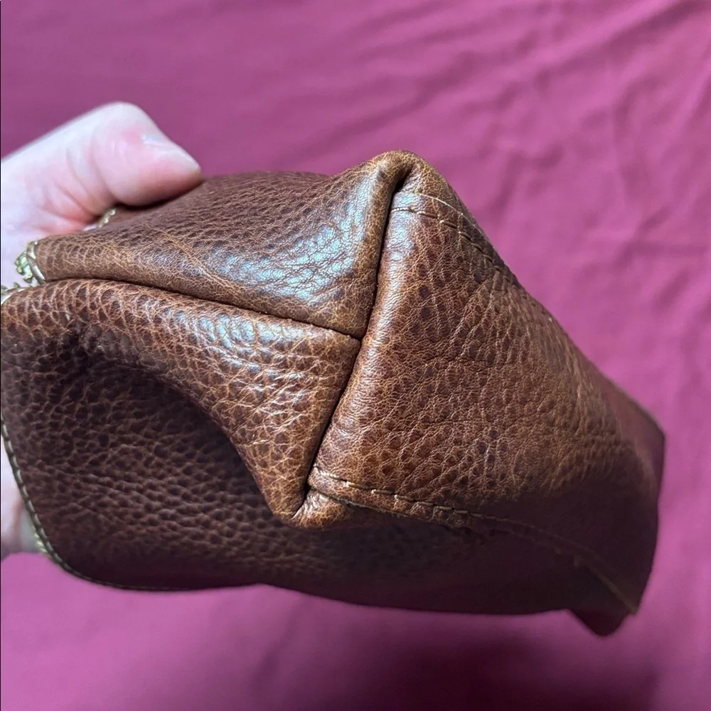 Portland Leather Goods Brown Zip Up Eclipse Makeup Bag